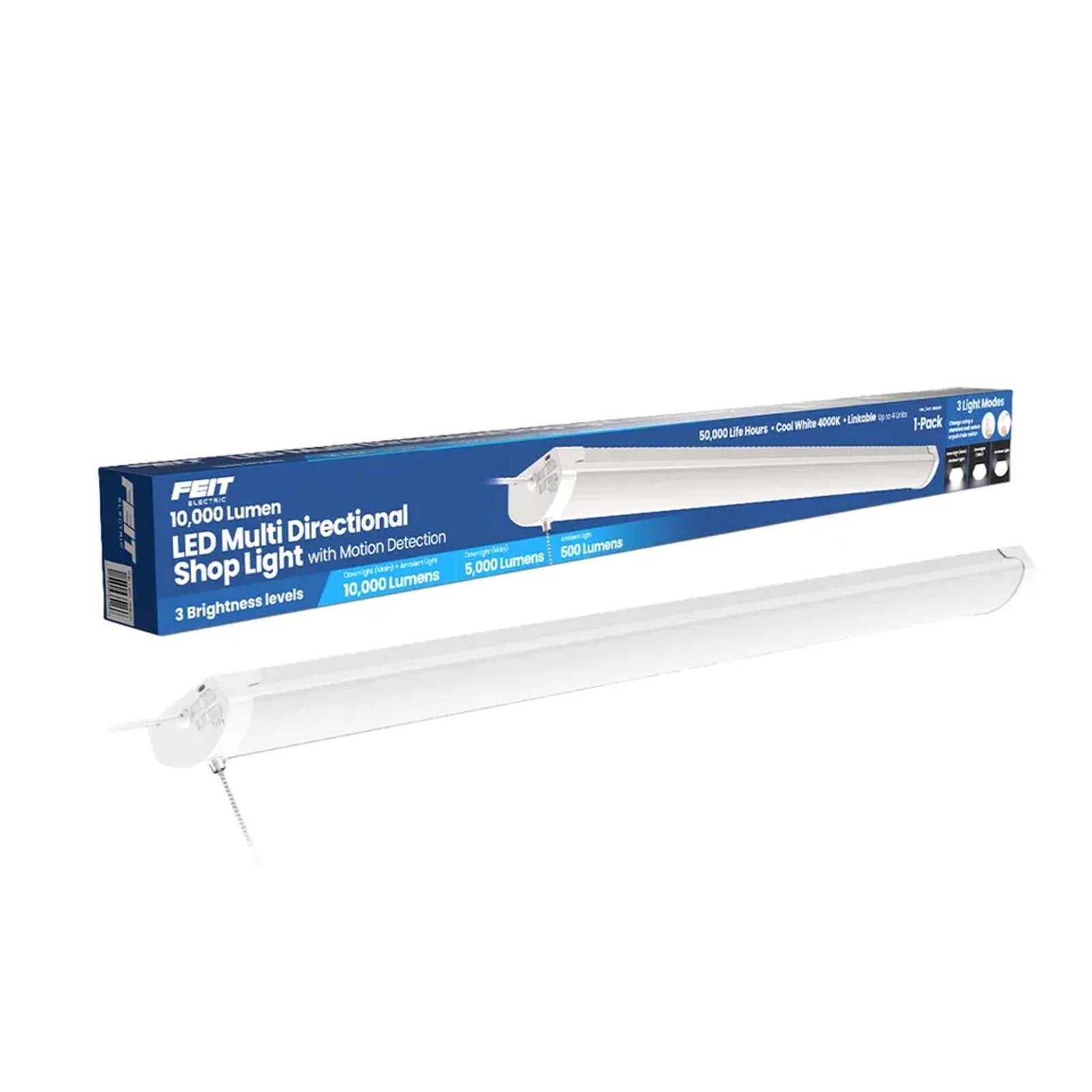 4 Ct. Feit 10,000 Lumen Multi-Directional Shop Lights with Motion Detection