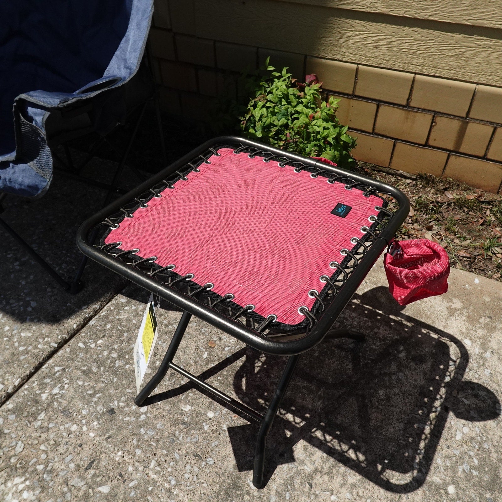 Bliss Hammocks Folding Side Table w/ 2 Cup Holders 20" Weather Resistant Red