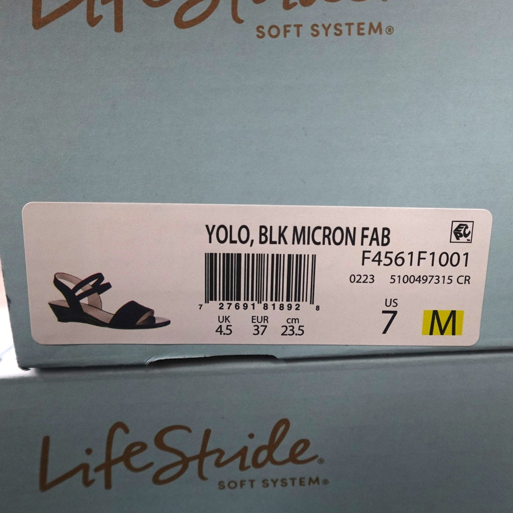 LifeStride Yolo Sandal Women's Size 7M Black Micron Fabric F4561F1001