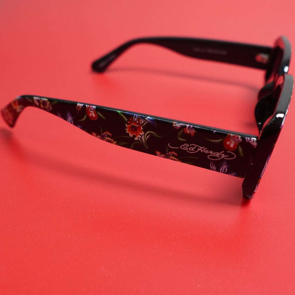 Ed Hardy Rainforest Floral Sunglasses Black 100% UV Protection