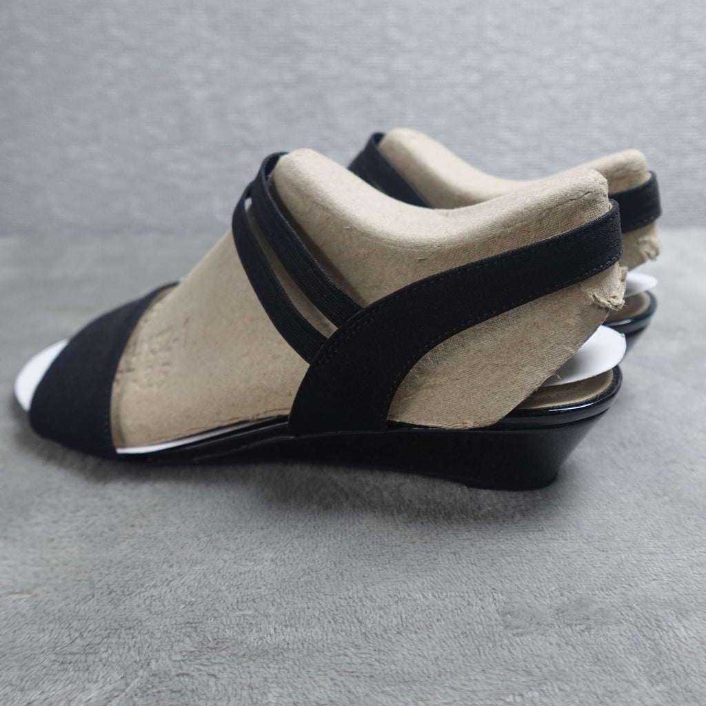 LifeStride Yolo Sandal Women's Size 8W Black Micron Fabric F4561F1001