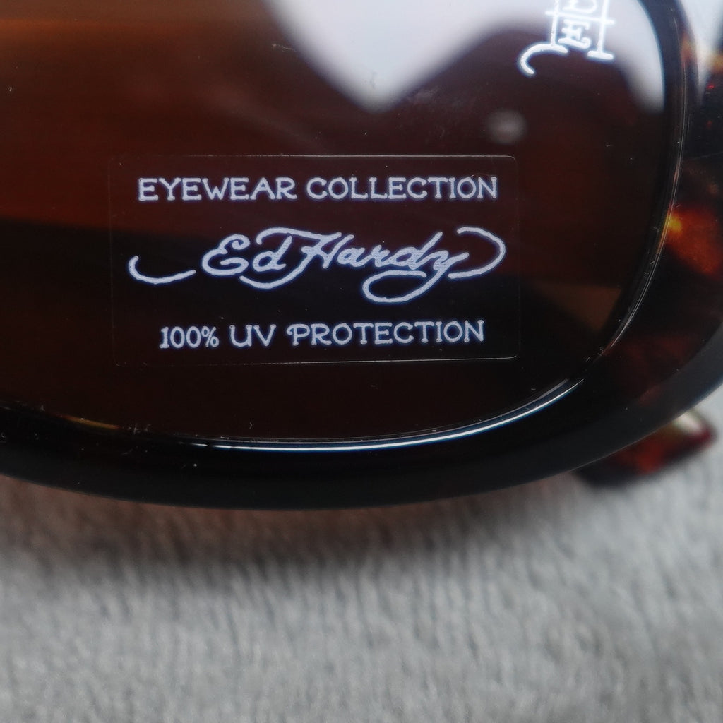 Ed Hardy Eternal Love Kabuki Sunglasses Brown Tortoise UV400 NEW