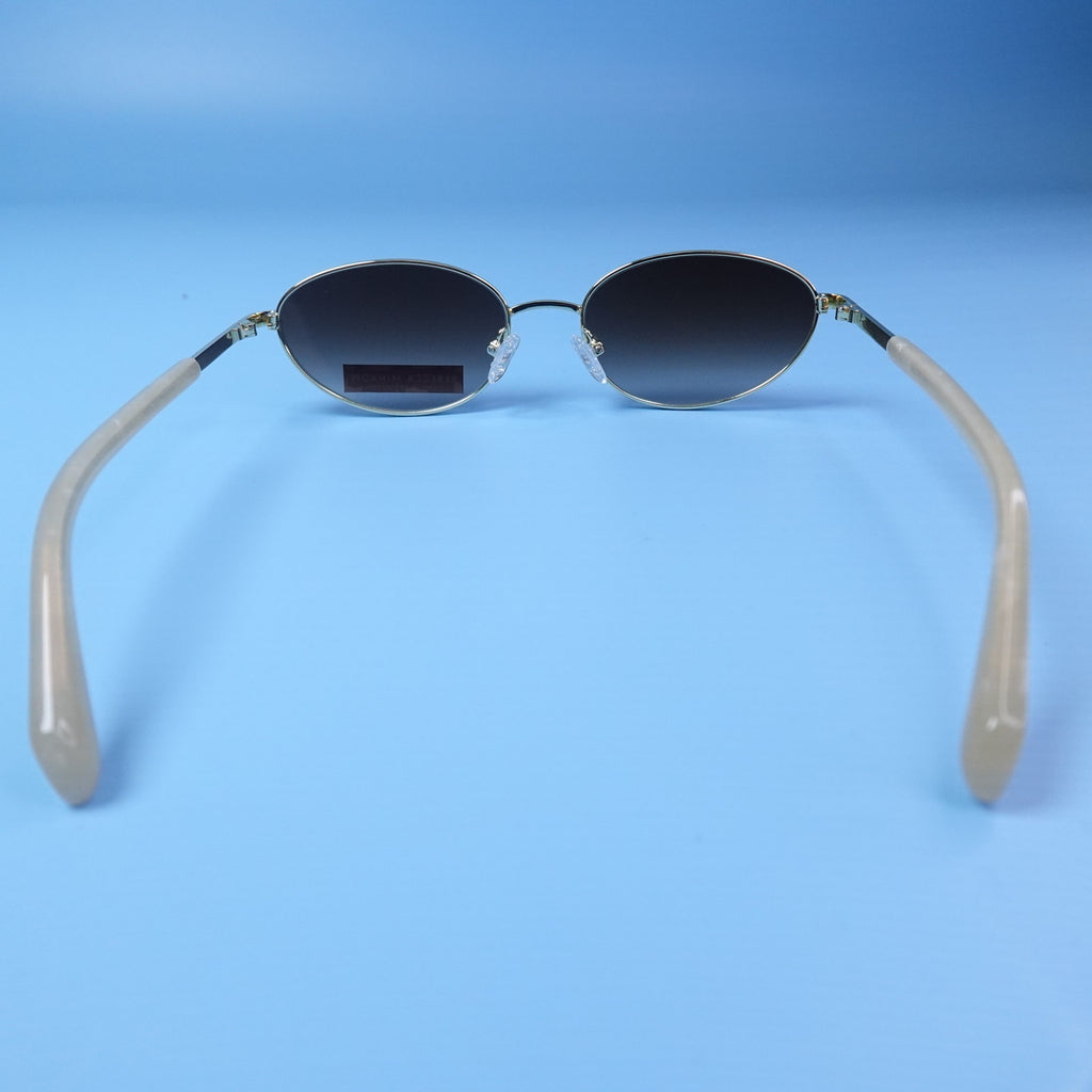 Rebecca Minkoff Sunglasses Evangelyne Gold Frame & Pearl Arms 100% UV Protection