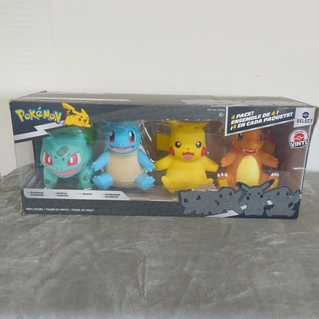 Open Box Pokemon Vinyl 8" Figures 4 Count Bulbasaur Squirtle Pikachu Charmander