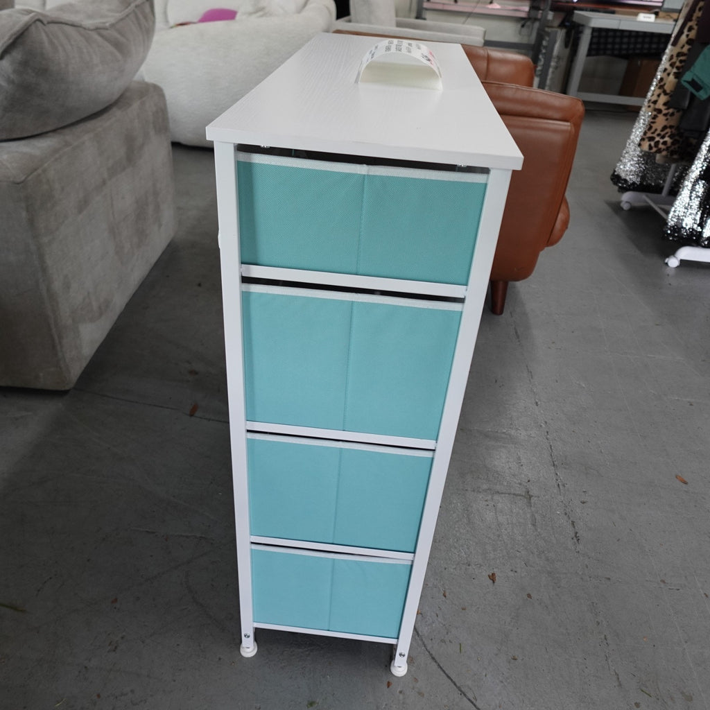 8 Drawer Organizer Turquoise Bedroom Dresser w Steel Frame and Wood Top 14544MD