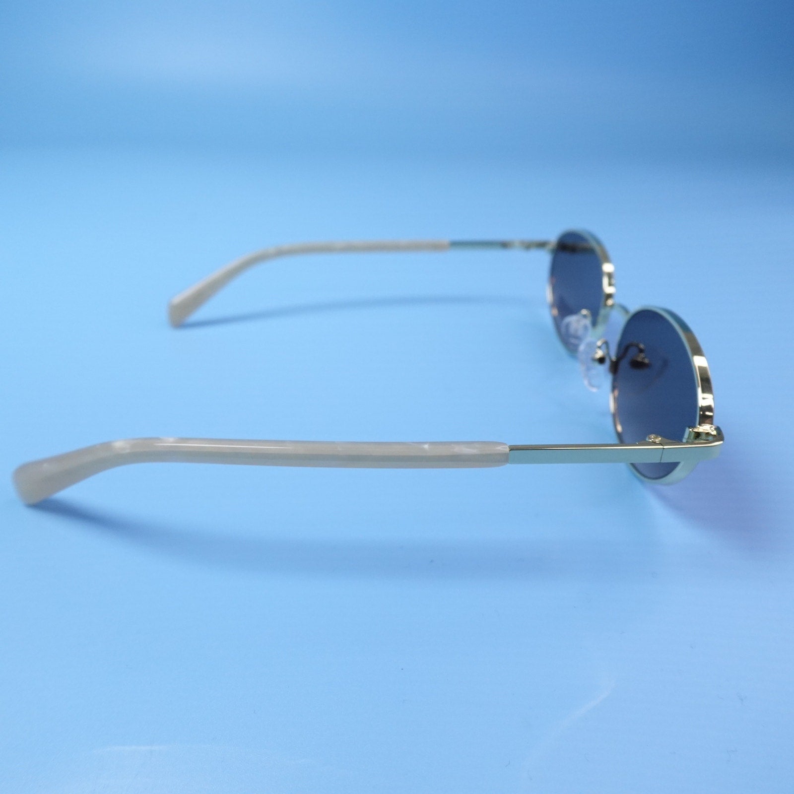 Rebecca Minkoff Sunglasses Evangelyne Gold Frame & Pearl Arms 100% UV Protection
