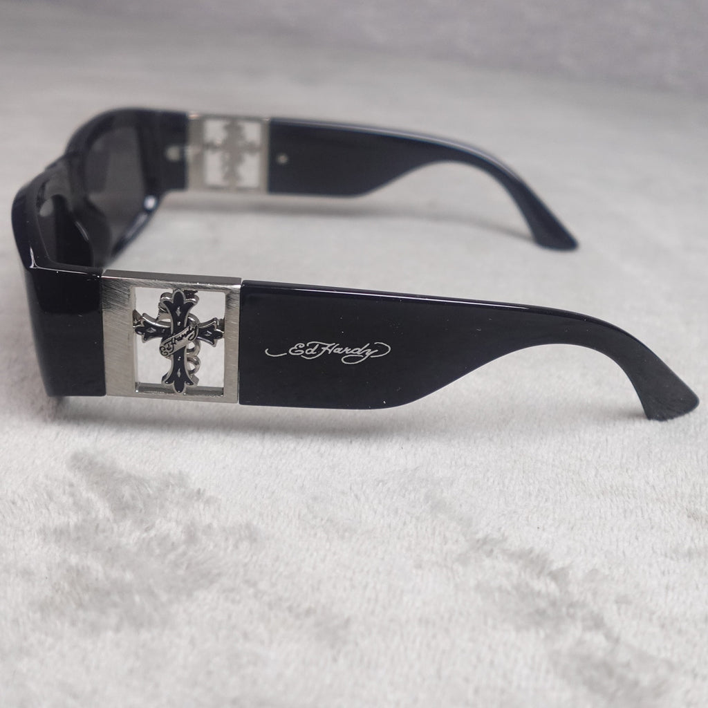 Ed Hardy Ed Trinity Sunglasses Black Shield UV400 NEW