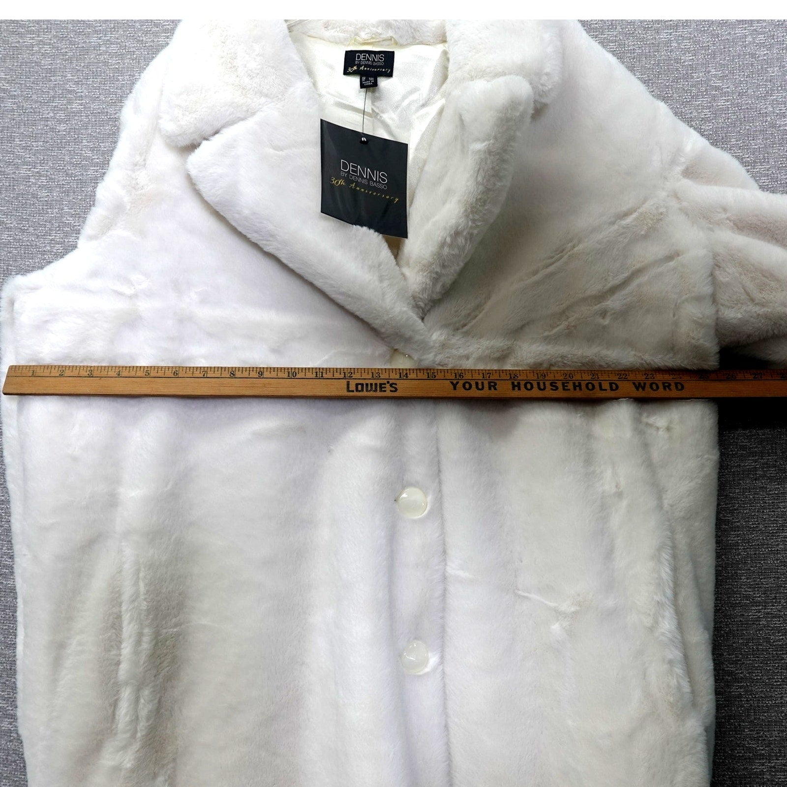 Dennis Basso White Faux Fur Coat Womens Jacket Notch Collar Crossover Lapel 4X