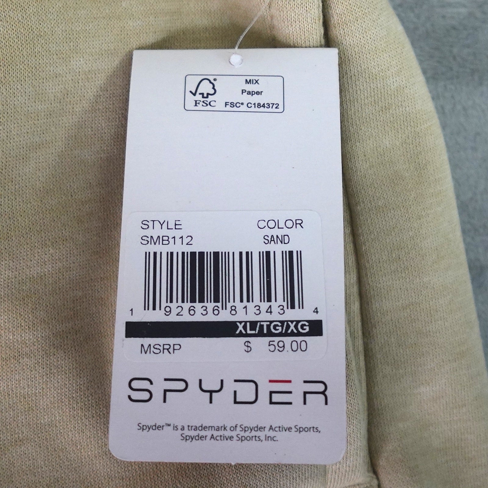 SPYDER SMB112 Men’s Athletic Shorts Sand Tan Performance Gym Running Activewear