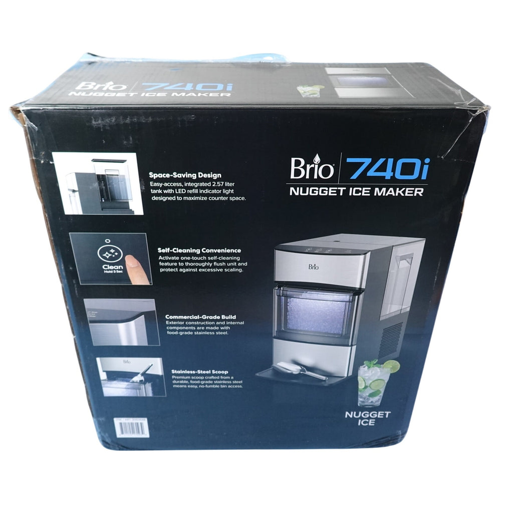 New Brio 740i Nugget Ice Maker 44lb Countertop Pebble Ice Machine Black