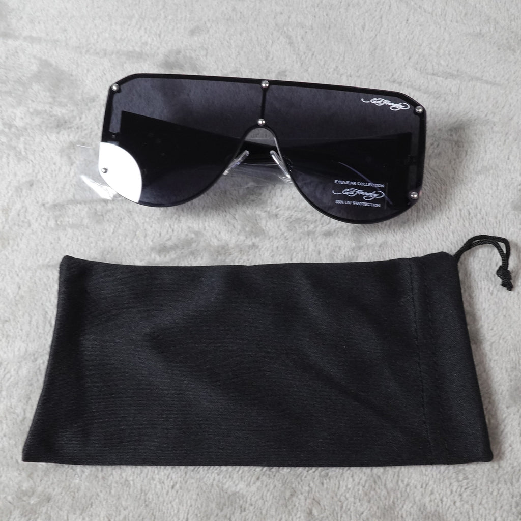 Ed Hardy Fatal Attraction Shield Sunglasses Skull Crossbones Y2K UV400 NEW