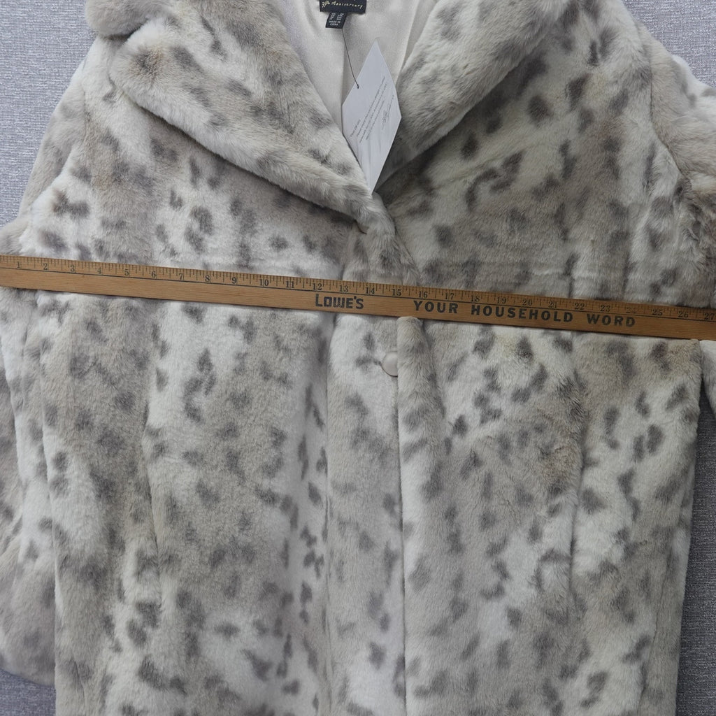 Dennis Basso Lynx Faux Fur Coat Women's Jacket Notch Collar Crossover Lapel 2X