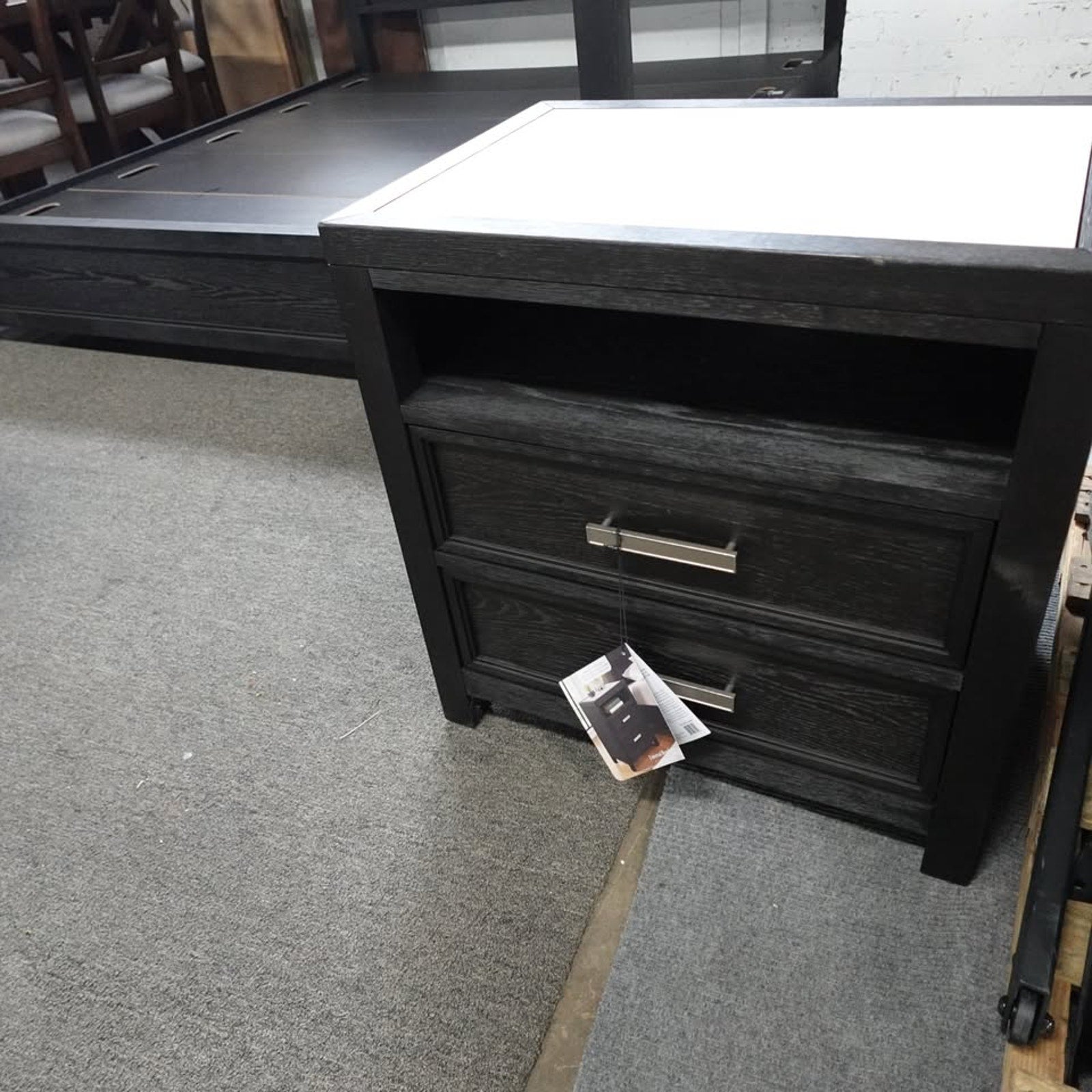 Bellevue King Canopy Bed + Nightstands & Dresser Black