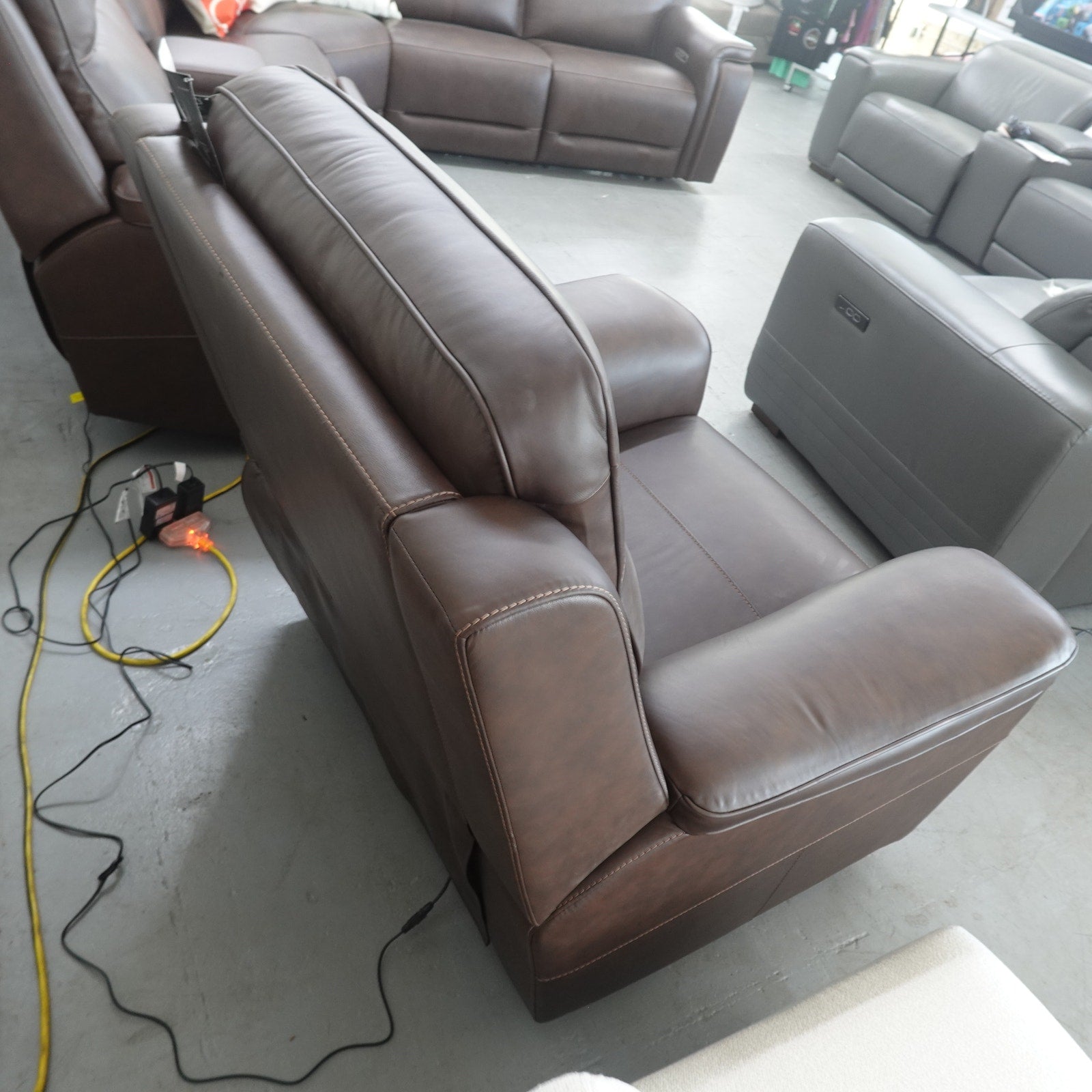 Flexsteel Griffin Italian Leather Power Recliner with Power Headrest and Lumbar