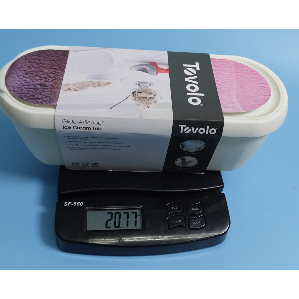 Tovolo Glide-A-Scoop Ice Cream Tub Container BPA Free 2.5 Qt White Storage Bin