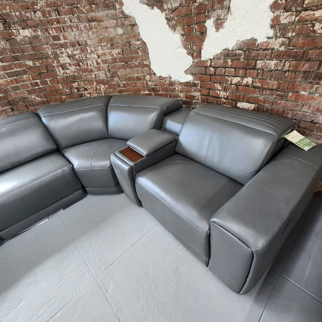Karson Leather Power Reclining Sectional with Power Headrests
