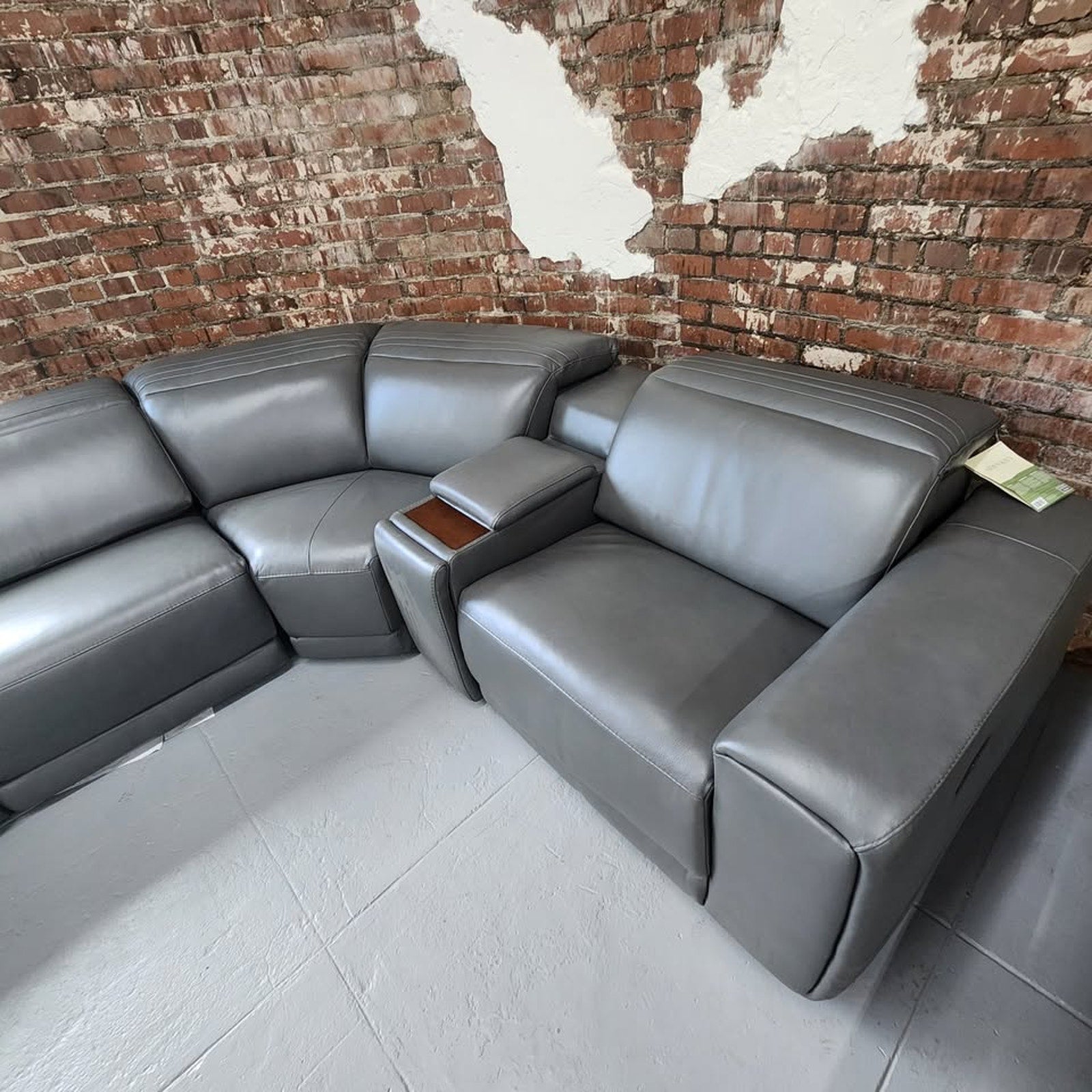 Karson Leather Power Reclining Sectional with Power Headrests