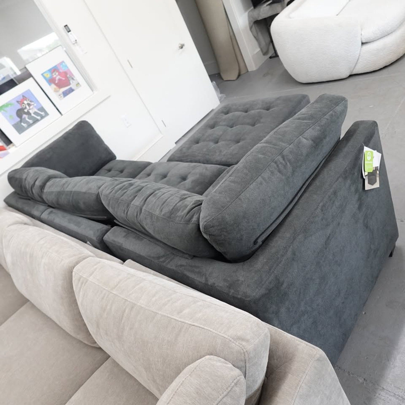 Thomasville Tisdale Modular Sectional 4-piece Dark Gray with Storage Ottoman