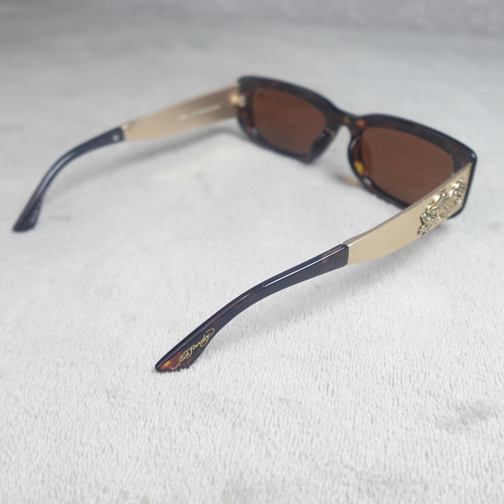 Ed Hardy Eternal Love Kabuki Sunglasses Brown Tortoise UV400 NEW