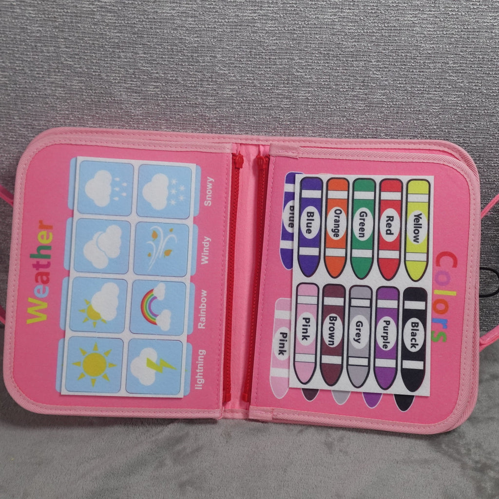 Winblo Busy Board Montessori Toddler Activity Book Sensory Learning Toy Pink NEW