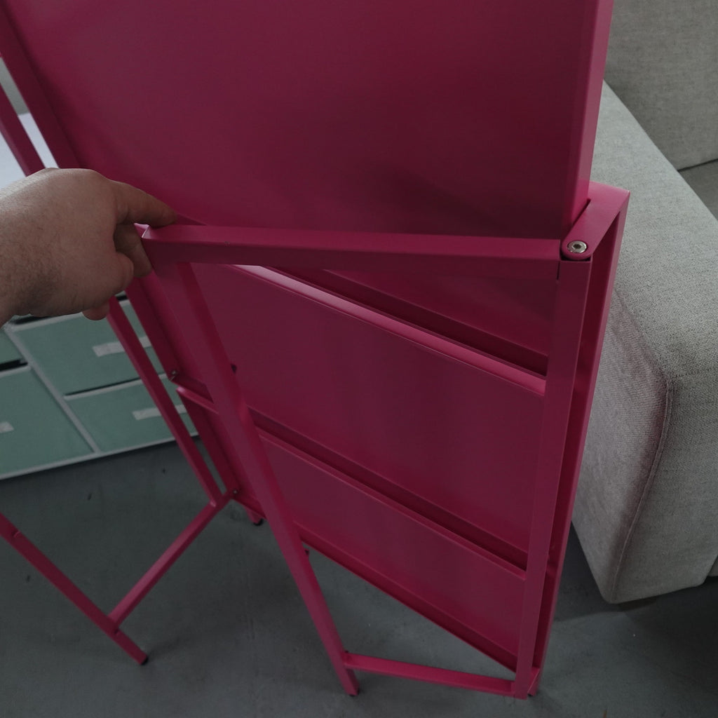 mDesign Folding 3-Tier Steel Organizer Shelf Rack Pink 25" x 13.75" x 39.75" New