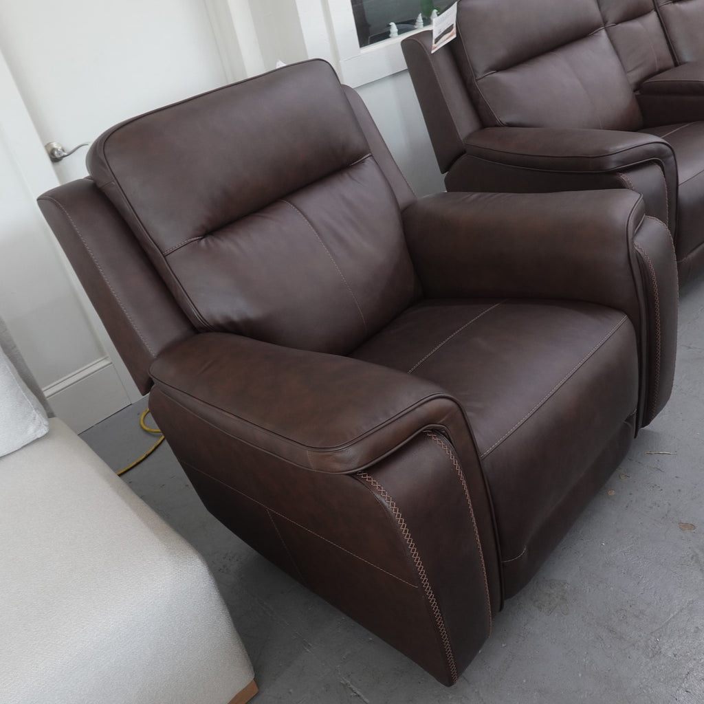 Flexsteel Griffin Italian Leather Power Recliner with Power Headrest and Lumbar