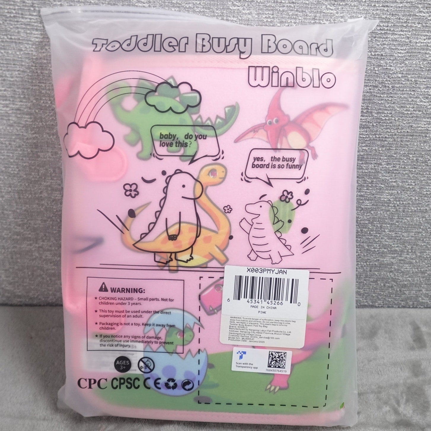 Winblo Busy Board Montessori Toddler Activity Book Sensory Learning Toy Pink NEW