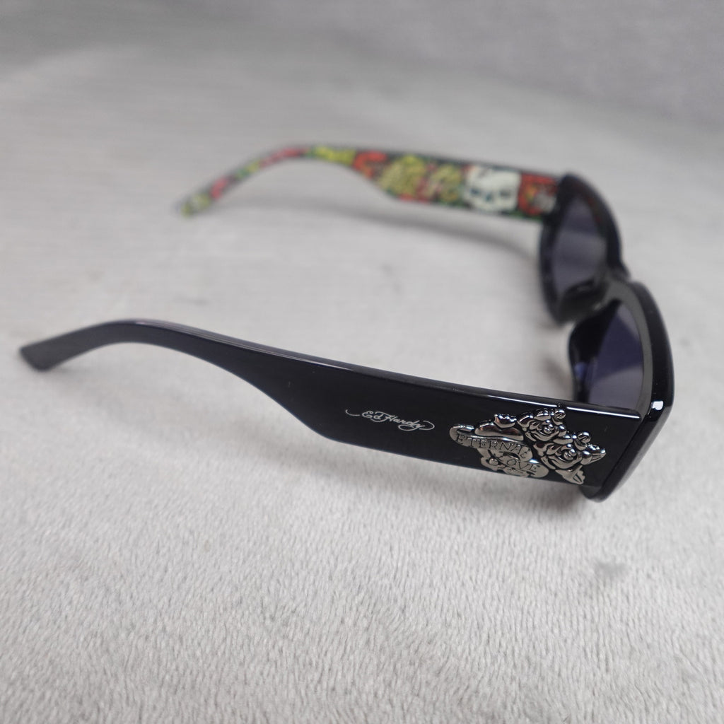 Ed Hardy Ed Kabuki Sunglasses Black UV400 Eternal Love NEW