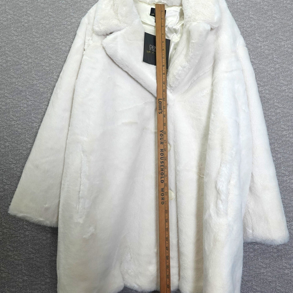 Dennis Basso White Faux Fur Coat Womens Jacket Notch Collar Crossover Lapel 4X