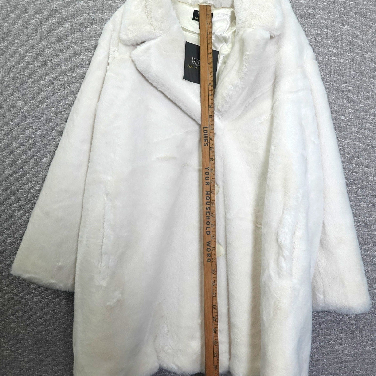 Dennis Basso White Faux Fur Coat Womens Jacket Notch Collar Crossover Lapel 4X