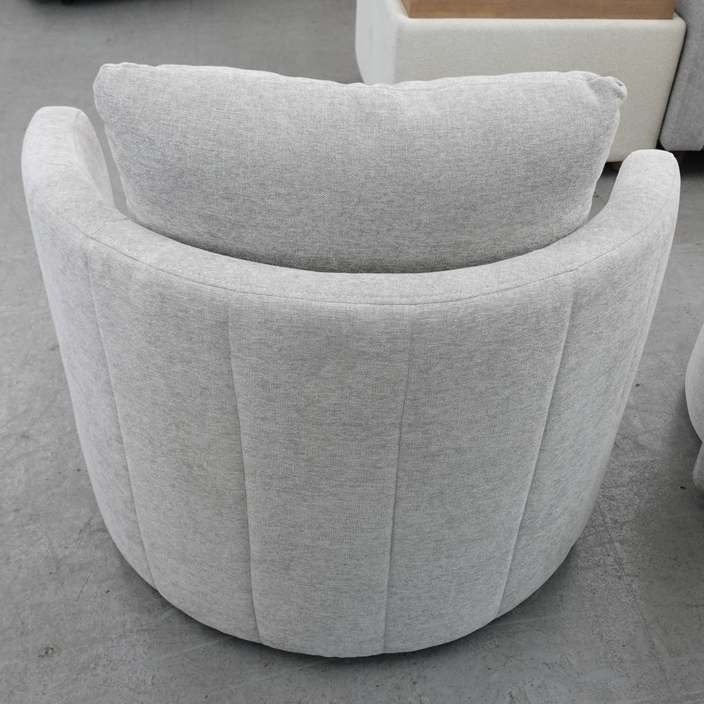 NEW Thomasville Davos Swivel Accent Chair Gray Upholstered Barrel Chair