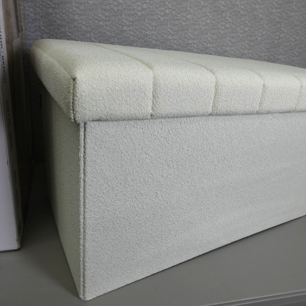 Seville Classics Boucle Foldable Trunk Ottoman - White