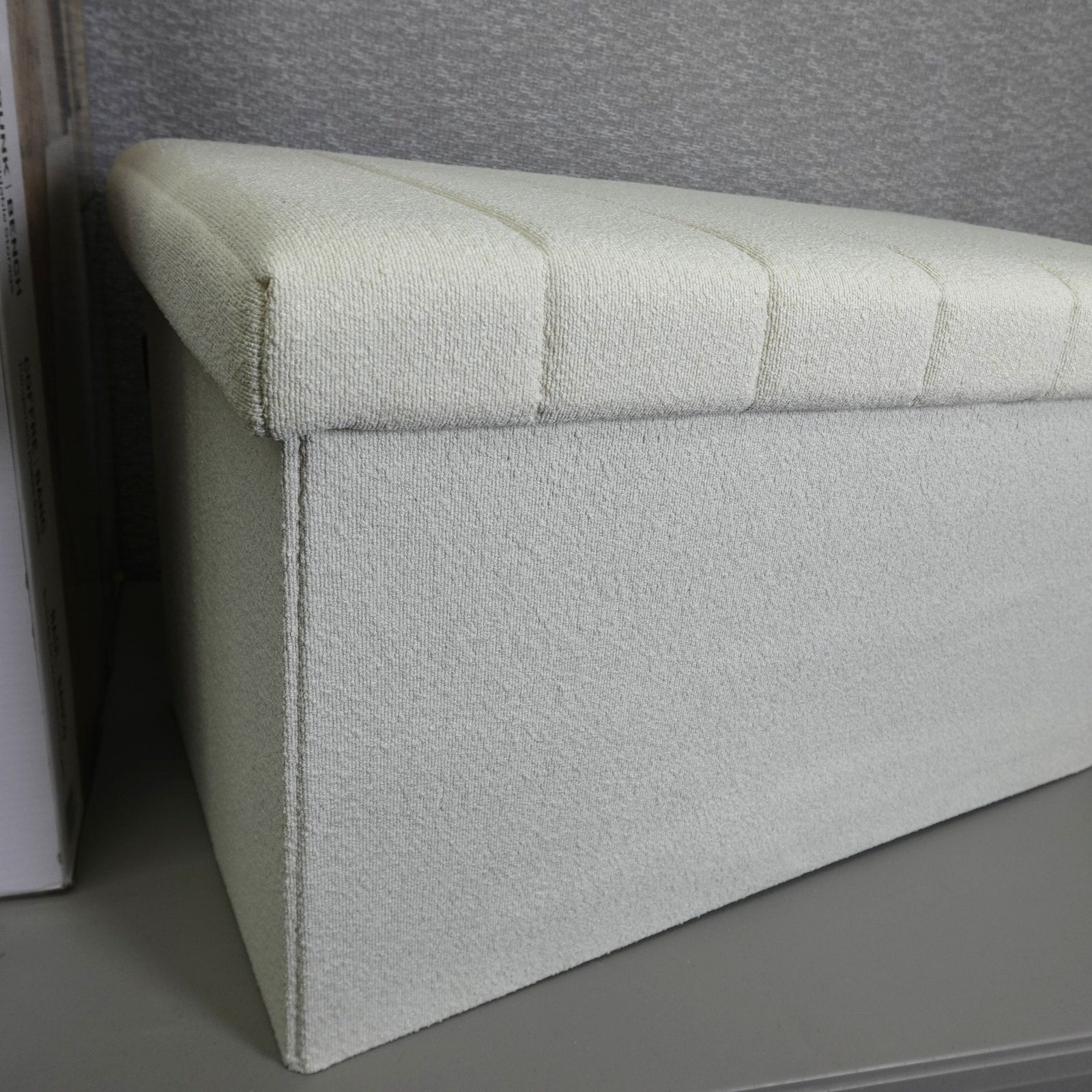 Seville Classics Boucle Foldable Trunk Ottoman - White