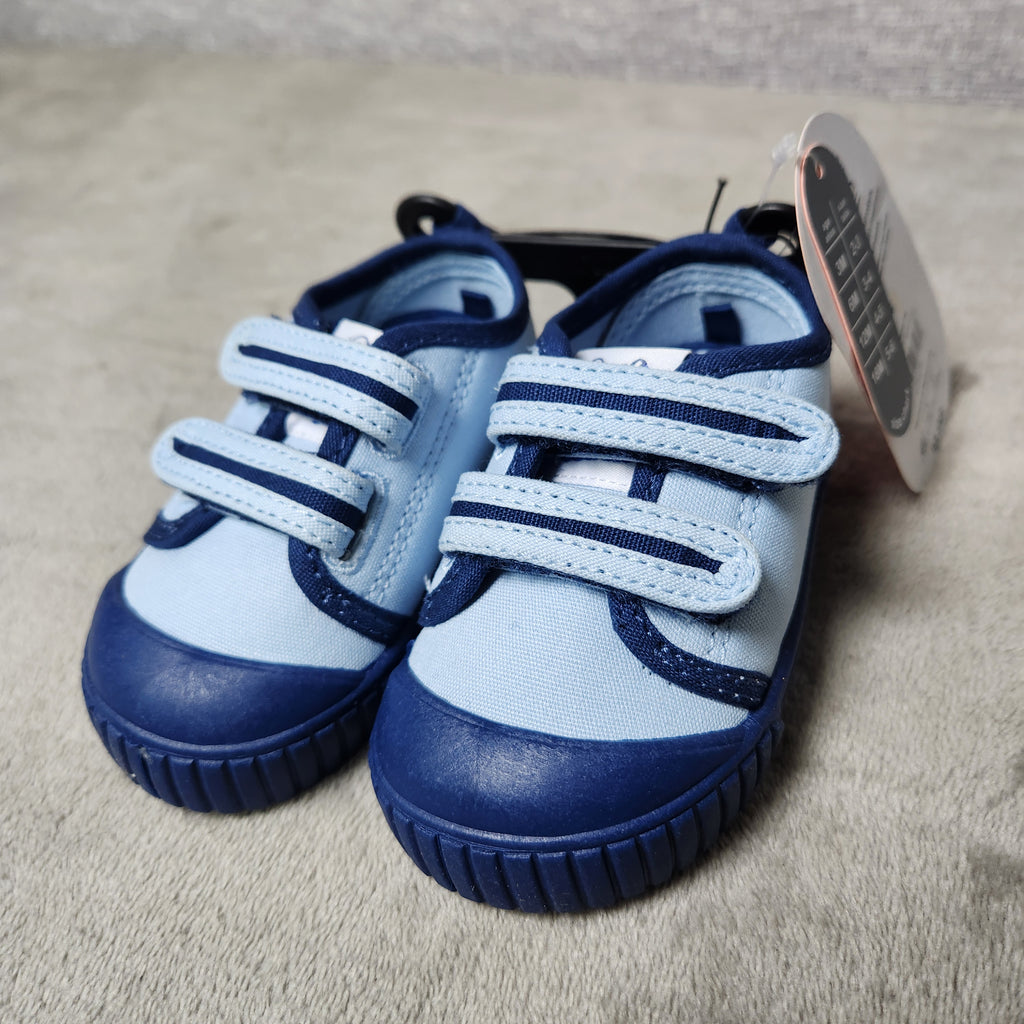 Wonder Nation Boys Casual Low Top Sneakers Hook & Loop Blue Size 4 New