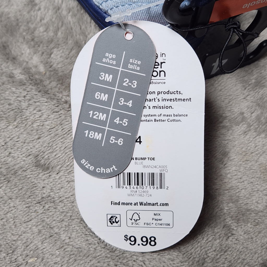 Wonder Nation Boys Casual Low Top Sneakers Hook & Loop Blue Size 4 New