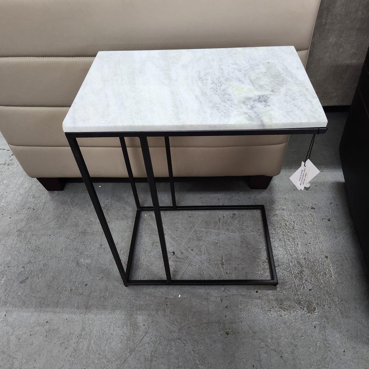 New Clinton Marble Top End Table Black Frame