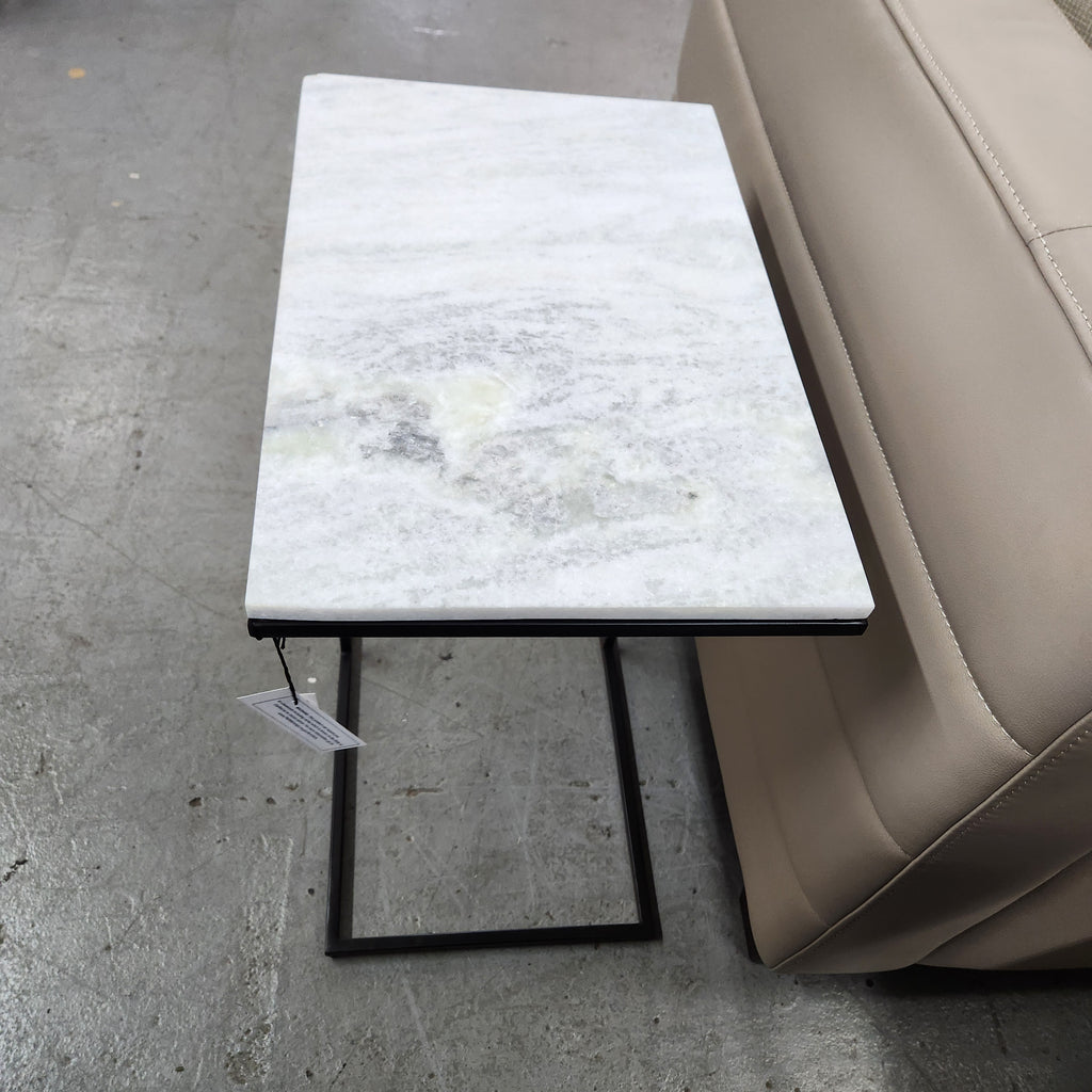 New Clinton Marble Top End Table Black Frame