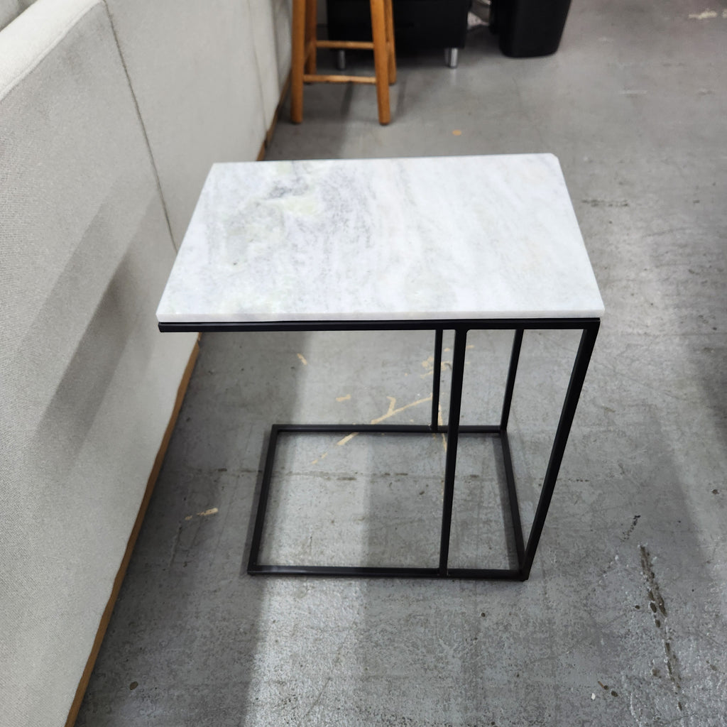 New Clinton Marble Top End Table Black Frame