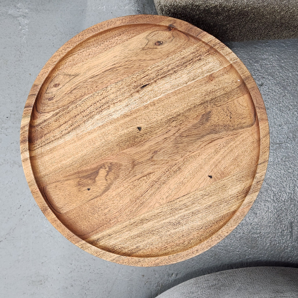 Turn Low Solid Wood Tray Top End Table New w/ Chip (see desc)