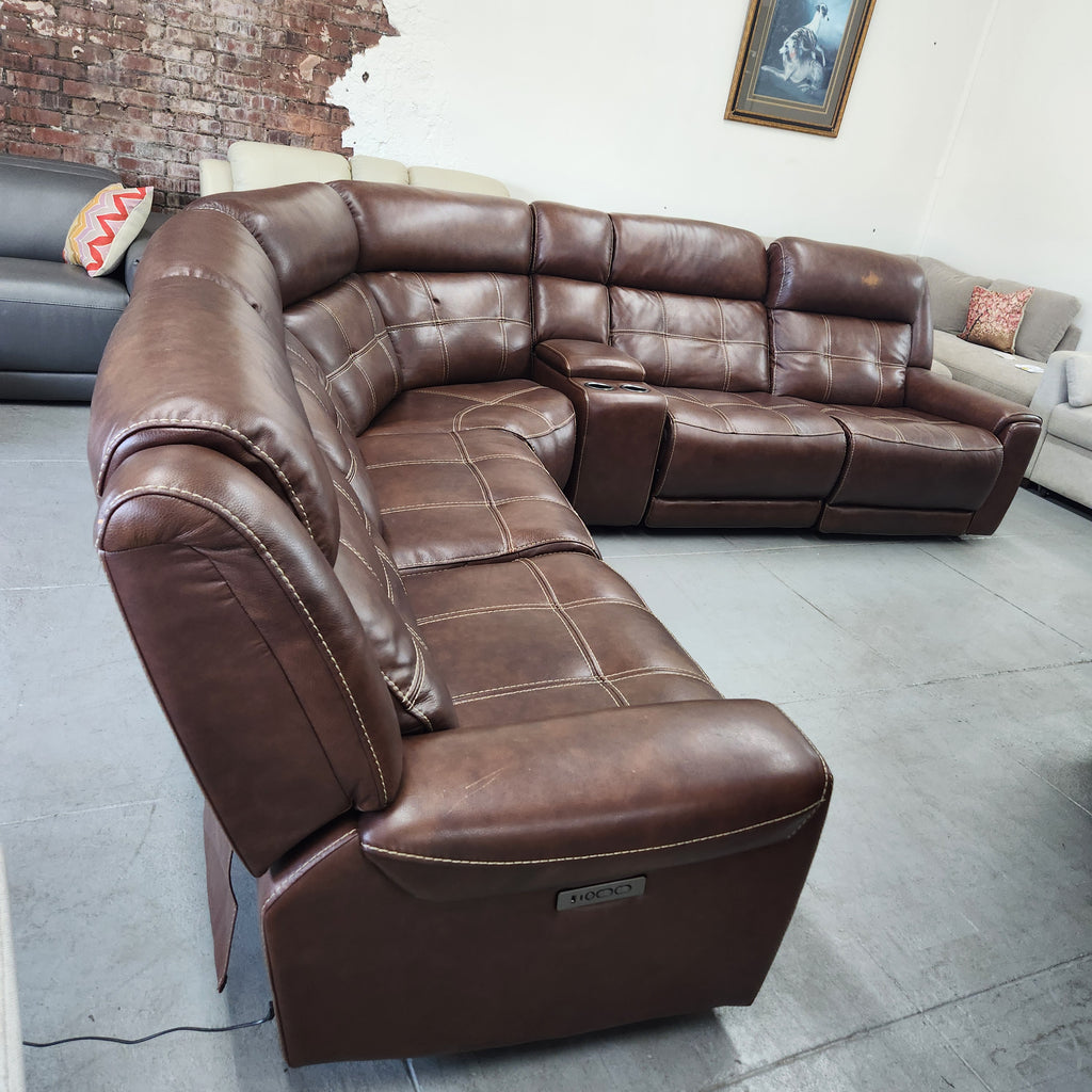 Used Concord 6-Piece Leather Power Reclining Sectional with Power Headrests