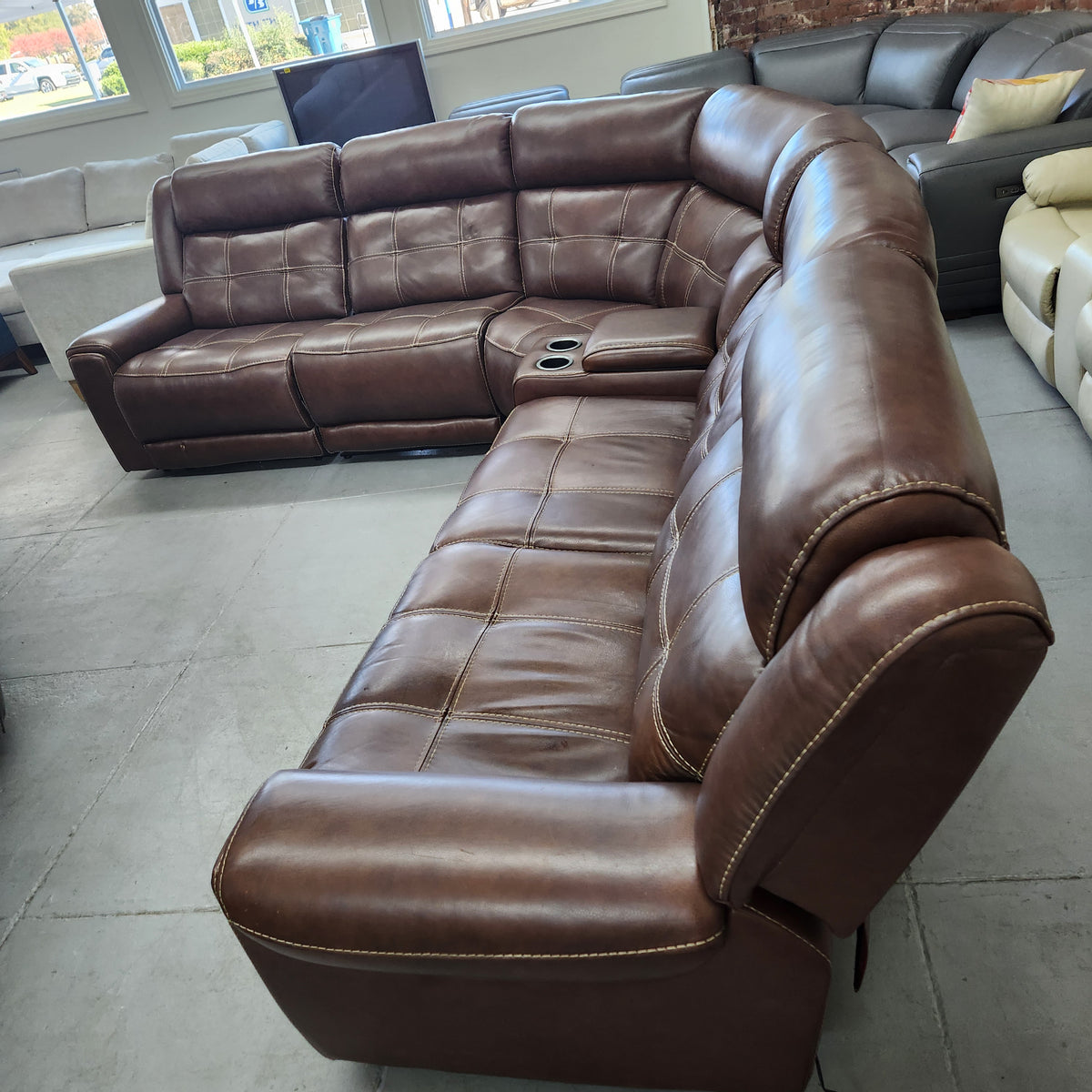 Used Concord 6-Piece Leather Power Reclining Sectional with Power Headrests