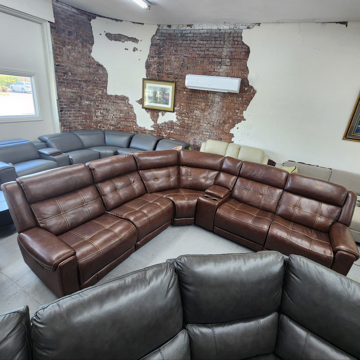 Used Concord 6-Piece Leather Power Reclining Sectional with Power Headrests
