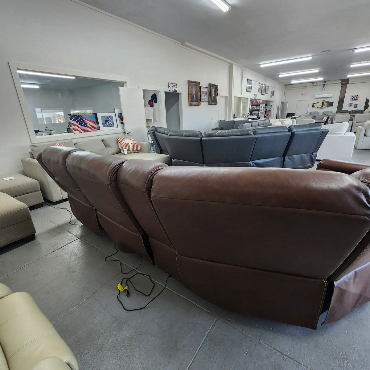 Used Concord 6-Piece Leather Power Reclining Sectional with Power Headrests
