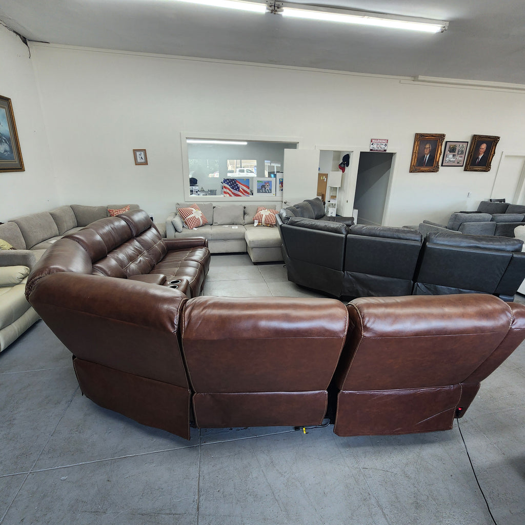 Used Concord 6-Piece Leather Power Reclining Sectional with Power Headrests