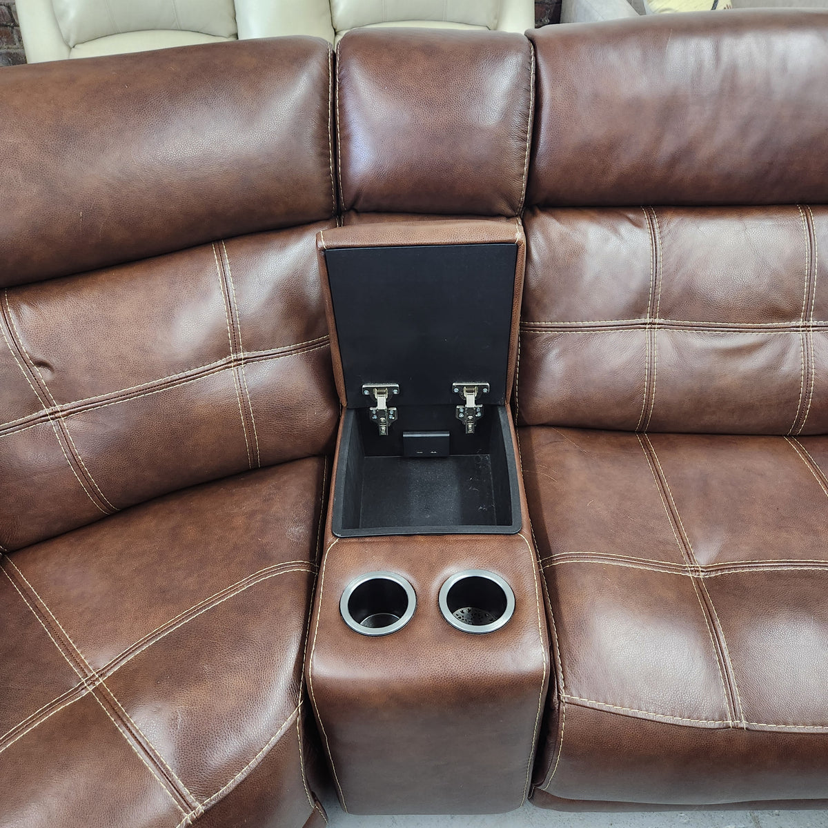 Used Concord 6-Piece Leather Power Reclining Sectional with Power Headrests