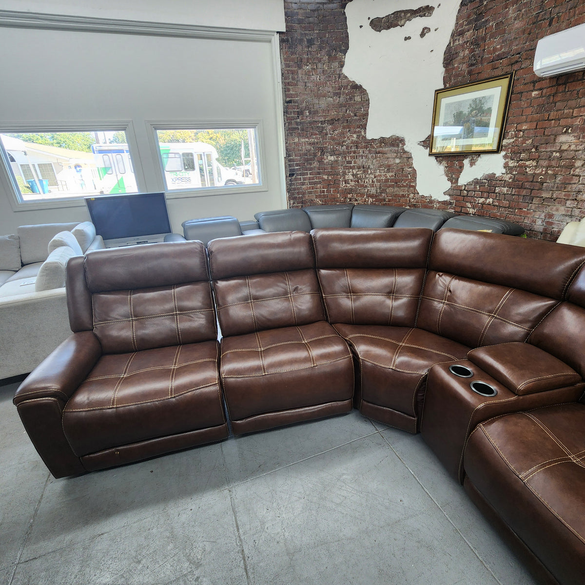 Used Concord 6-Piece Leather Power Reclining Sectional with Power Headrests
