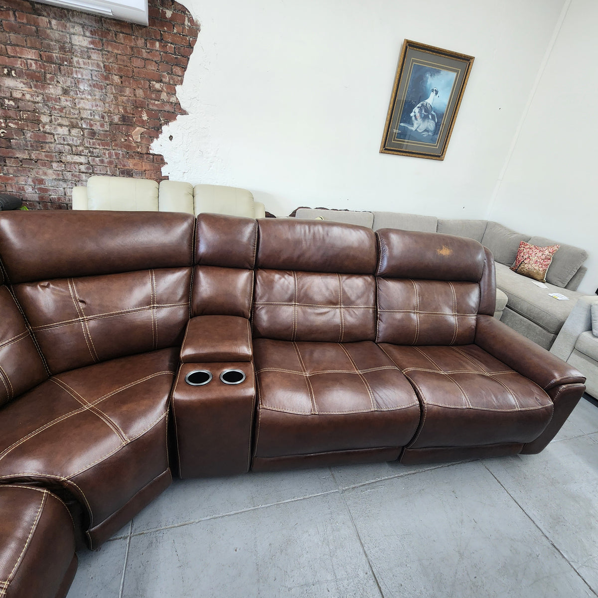 Used Concord 6-Piece Leather Power Reclining Sectional with Power Headrests