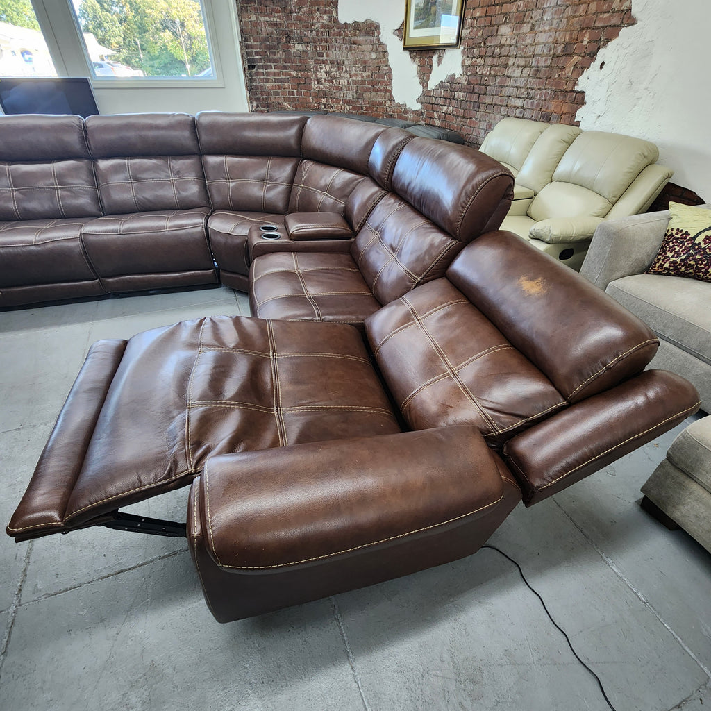 Used Concord 6-Piece Leather Power Reclining Sectional with Power Headrests