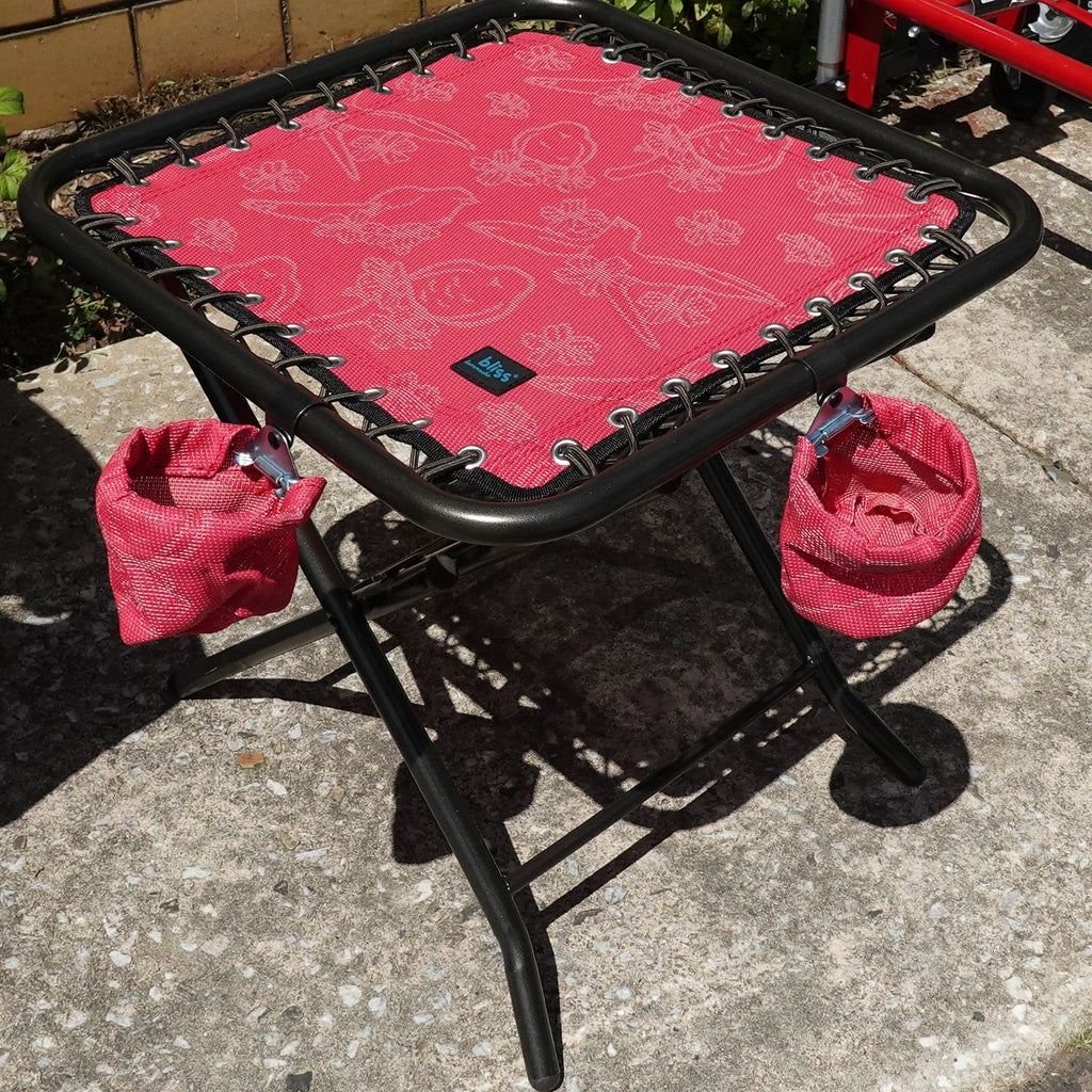 Bliss Hammocks Folding Side Table w/ 2 Cup Holders 20" Weather Resistant Red