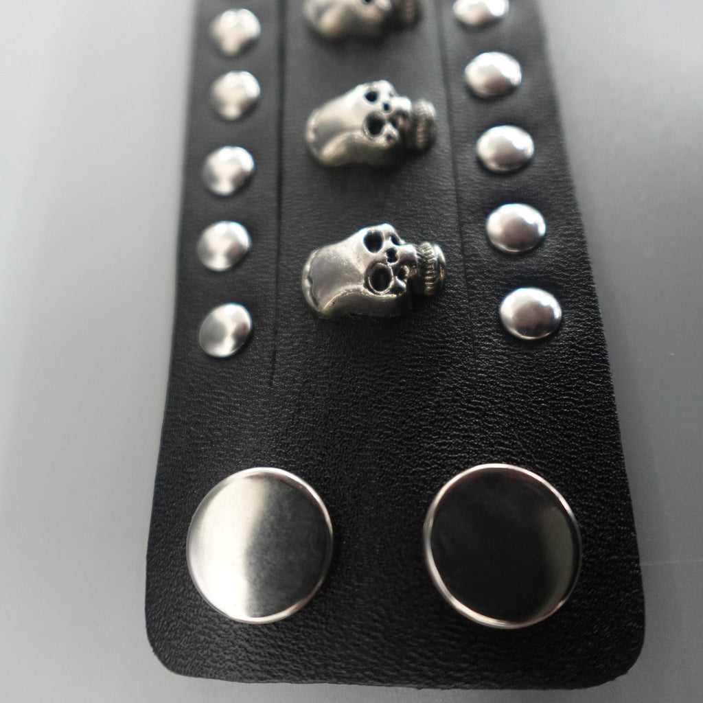 Black Leather Bracelet W/ Studs SL-11